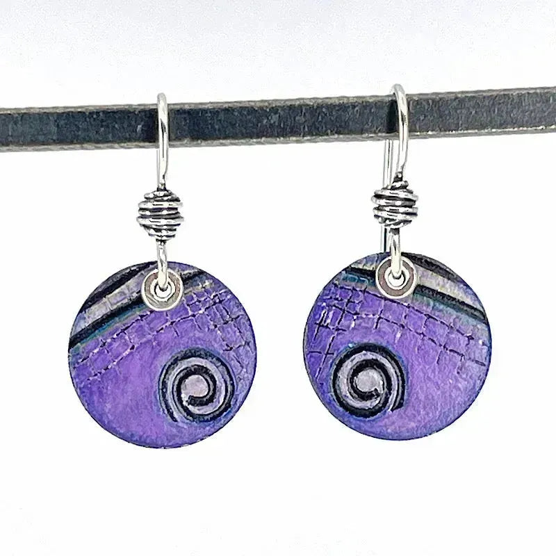 Purple circle earrings by Kristin Christopher