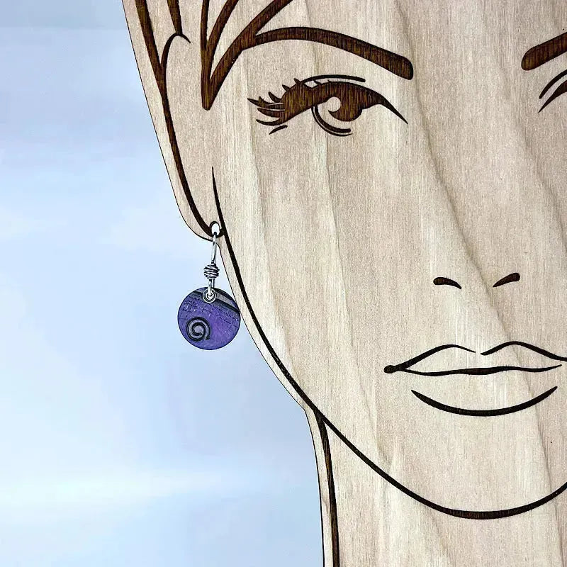 Kristin Christopher purple circle earrings on model