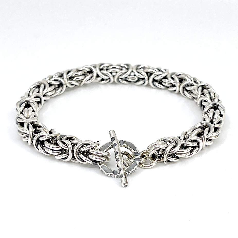 Full view of Sterling Silver Byzantine Chainmail Bracelet by Kristin Christopher