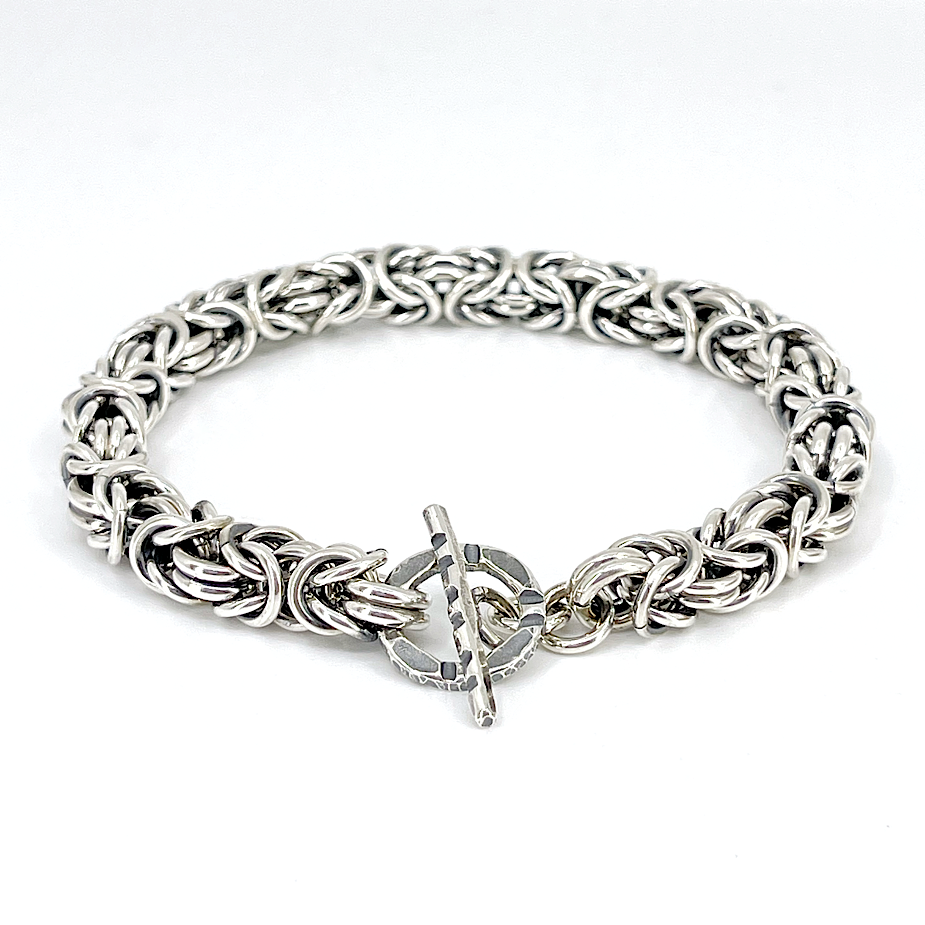 Full view of Sterling Silver Byzantine Chainmail Bracelet by Kristin Christopher
