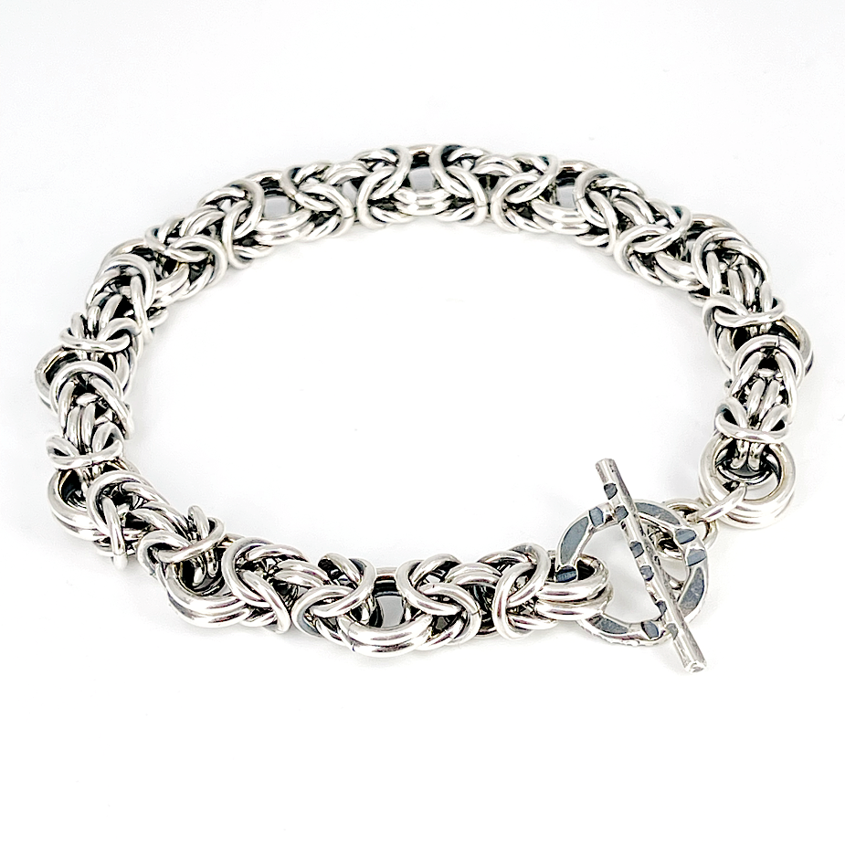 Sterling Silver Byzantine Chainmail Open Weave Bracelet full view by Kristin Christopher