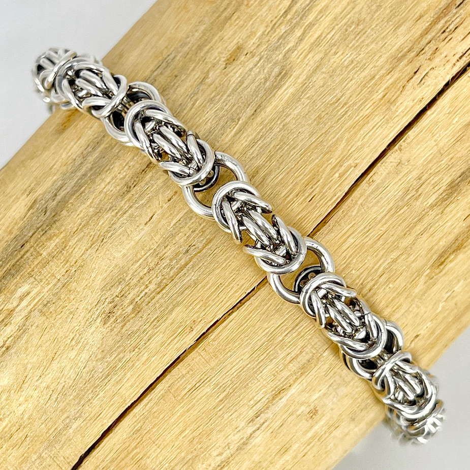 Sterling Silver Byzantine Chainmail Open Weave bracelet - view as worn - by Kristin Christopher