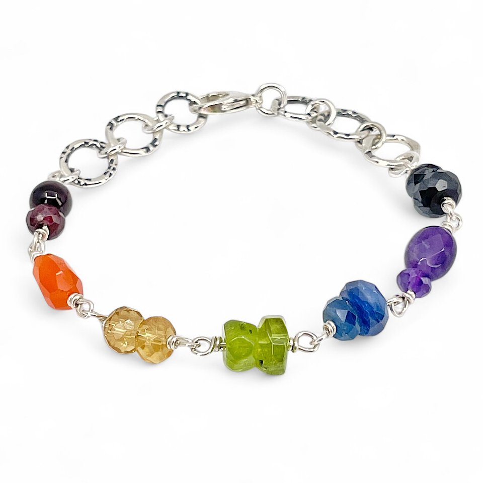 Rainbow Gemstone Bracelet V 1 - front view - by Kristin Christopher