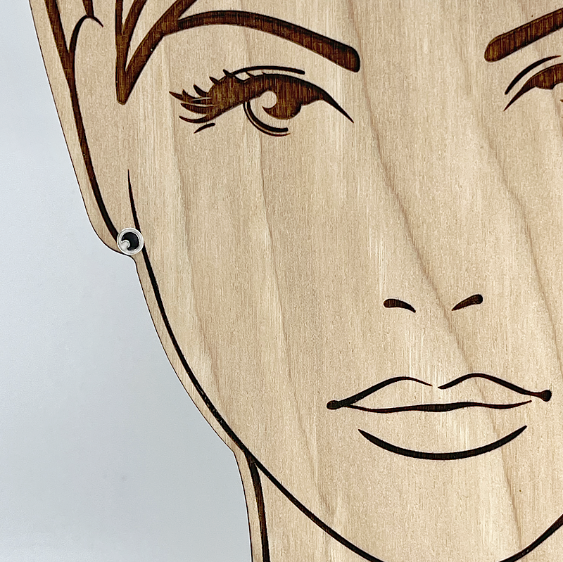 Sterling silver stud earring shown on model