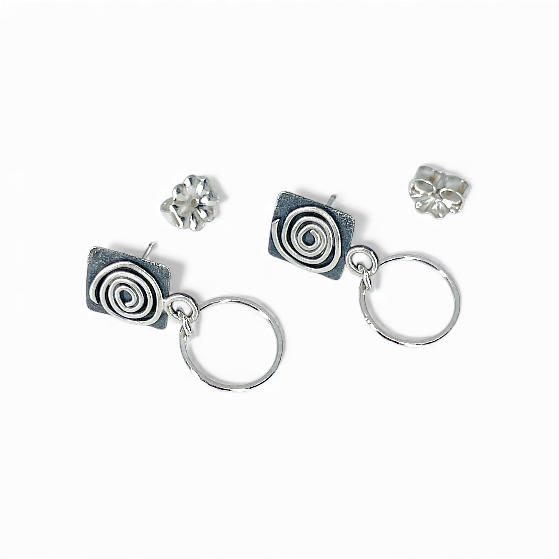 Sterling silver post hoop earrings with earring backs