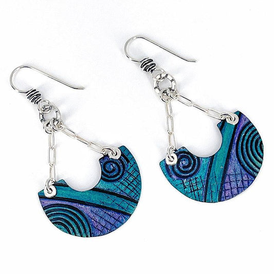 Purple and Aqua Copper Earrings with Sterling Silver Accents - Kristin Christopher
