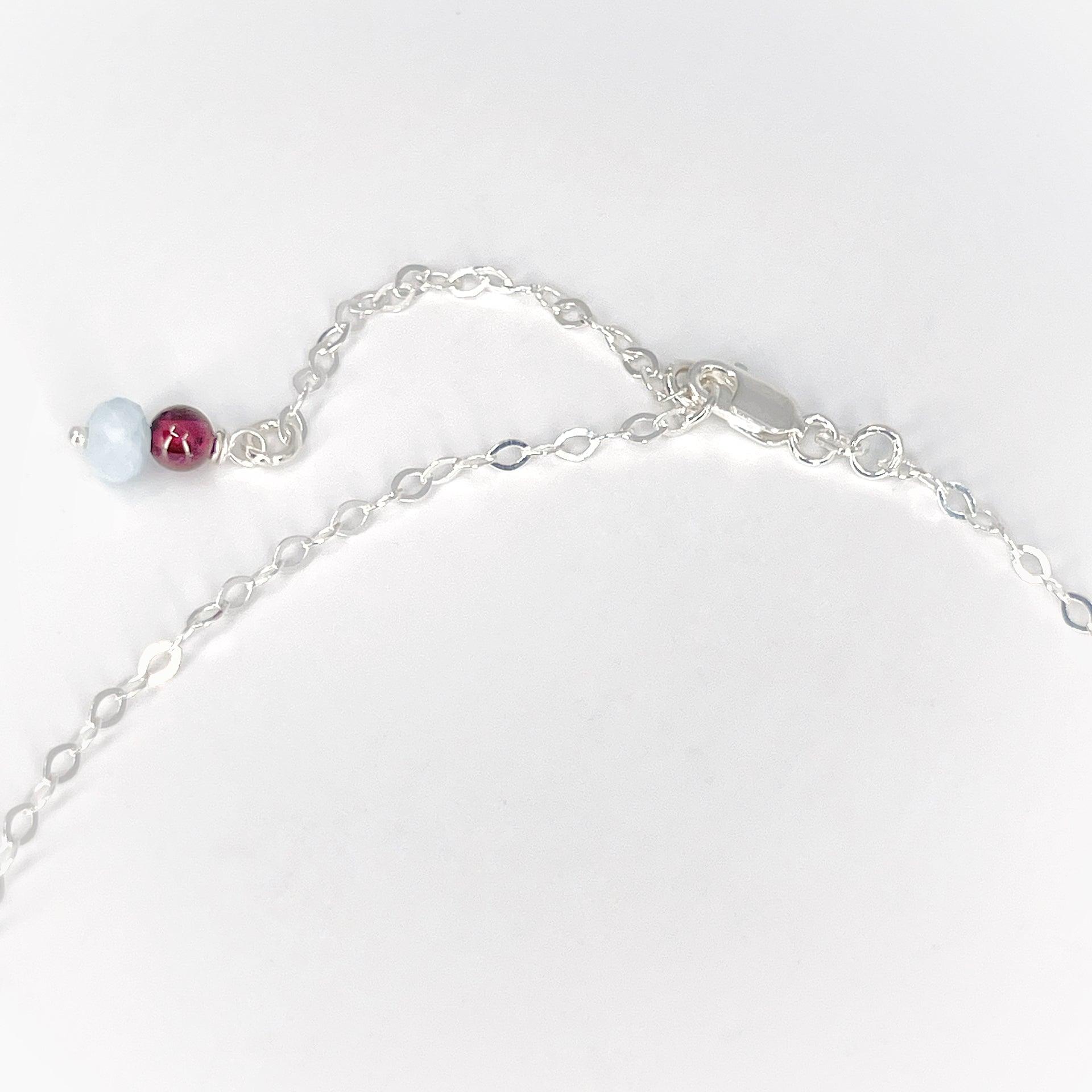 Sterling Circles Necklace with Aquamarine & Garnet - Kristin Christopher