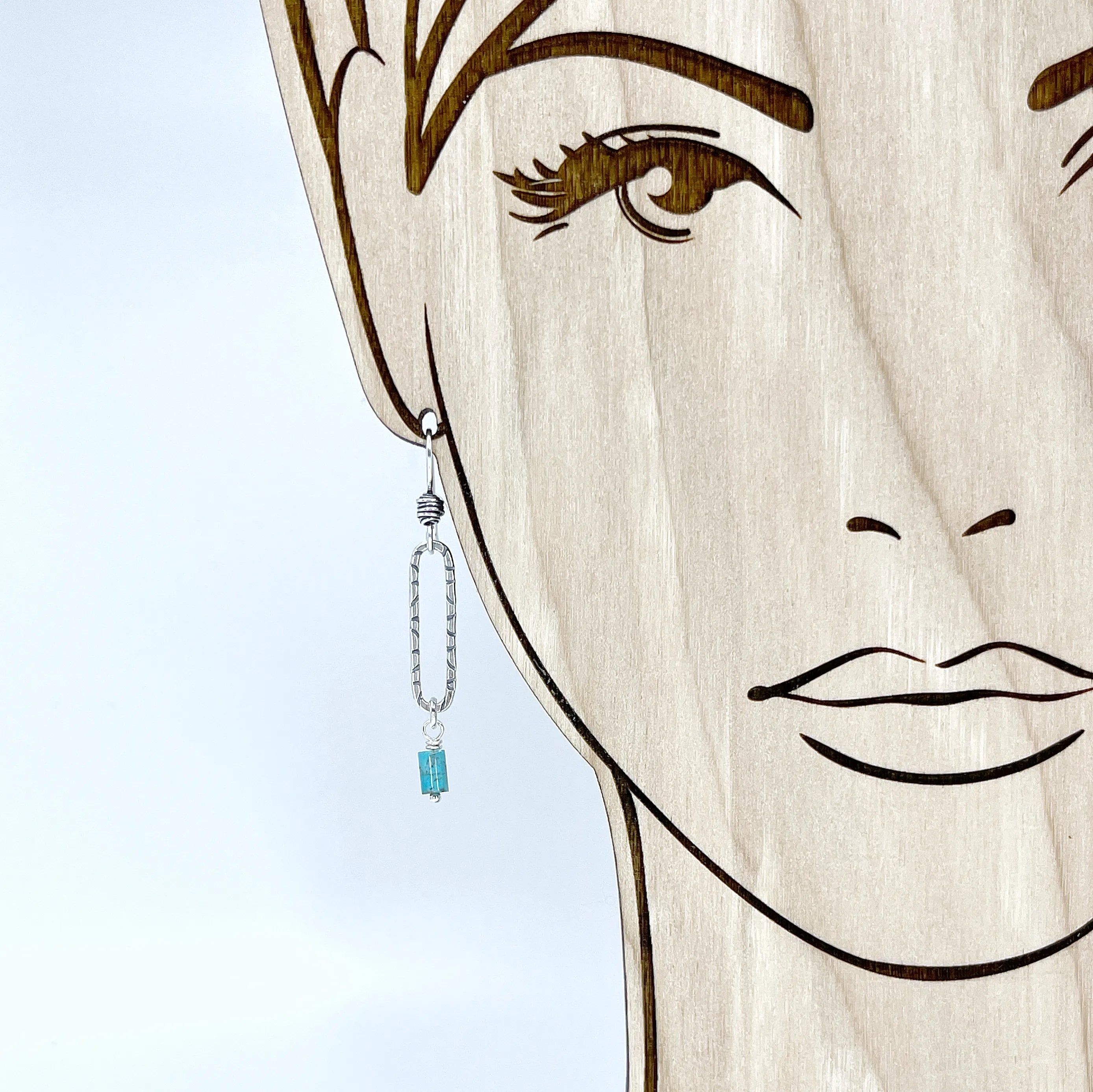 Sterling Oval Hoops with Turquoise - Kristin Christopher