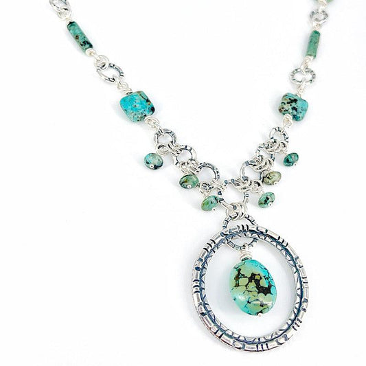 Sterling Silver and African Turquoise Necklace - Kristin Christopher
