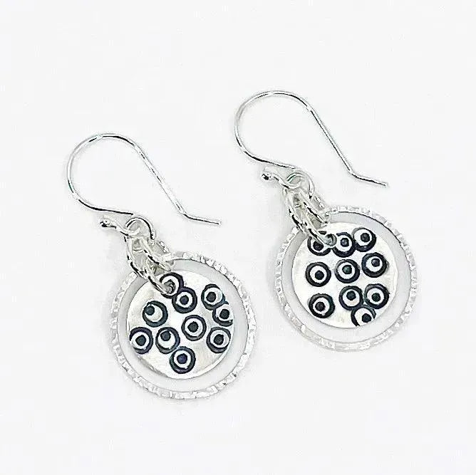Sterling Silver Hand-Stamped Circles - Hoop Earrings - Kristin Christopher