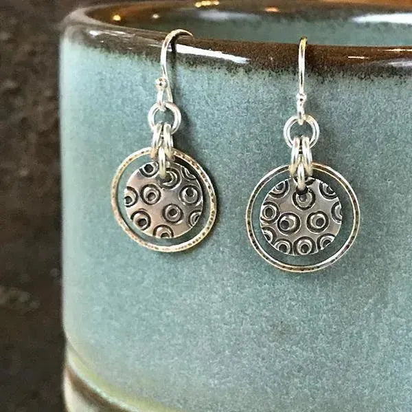 Sterling Silver Hand-Stamped Circles - Hoop Earrings - Kristin Christopher