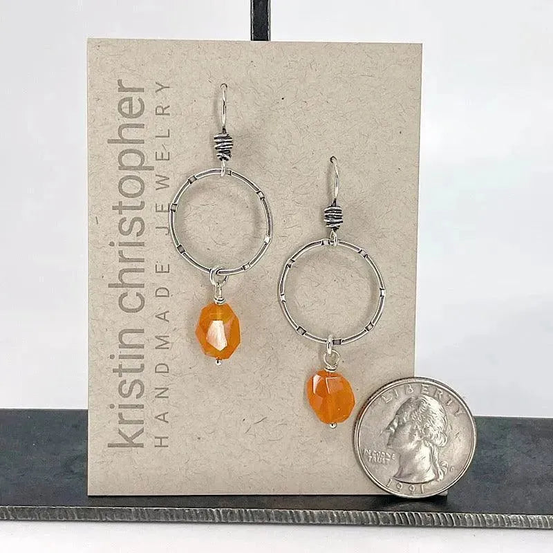 Sterling Silver Hoop Earrings with Carnelian - Kristin Christopher