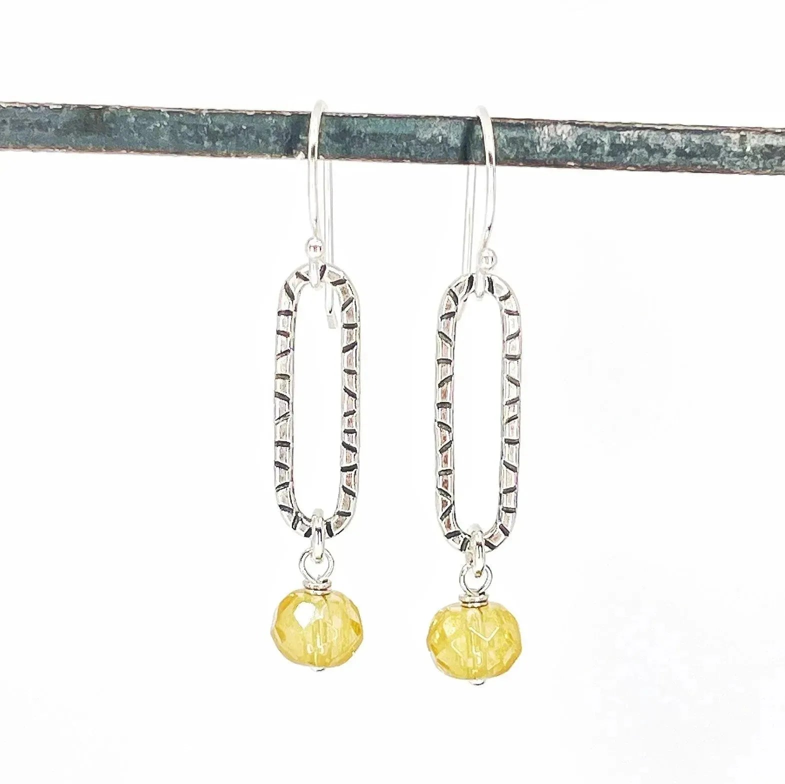 Sterling Silver Hoops with Citrine - Kristin Christopher