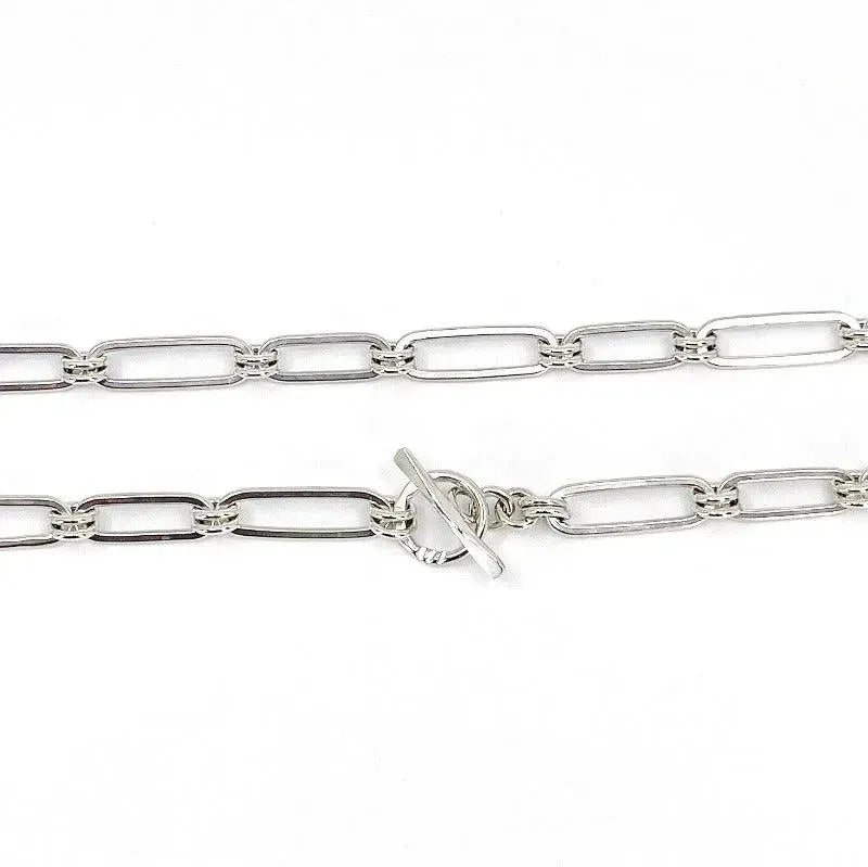 Sterling Silver Long and Short Oval Link Necklace - Kristin Christopher