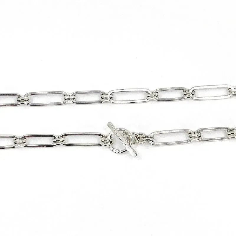 Sterling Silver Long and Short Oval Link Necklace - Kristin Christopher