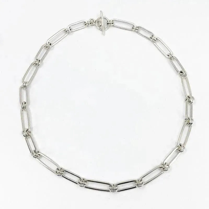 Sterling Silver Long and Short Oval Link Necklace - Kristin Christopher