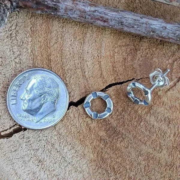 Sterling Stamped Circle Post Earrings -- Small - Kristin Christopher
