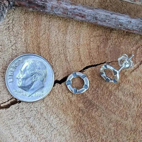 Sterling Stamped Circle Post Earrings -- Small - Kristin Christopher