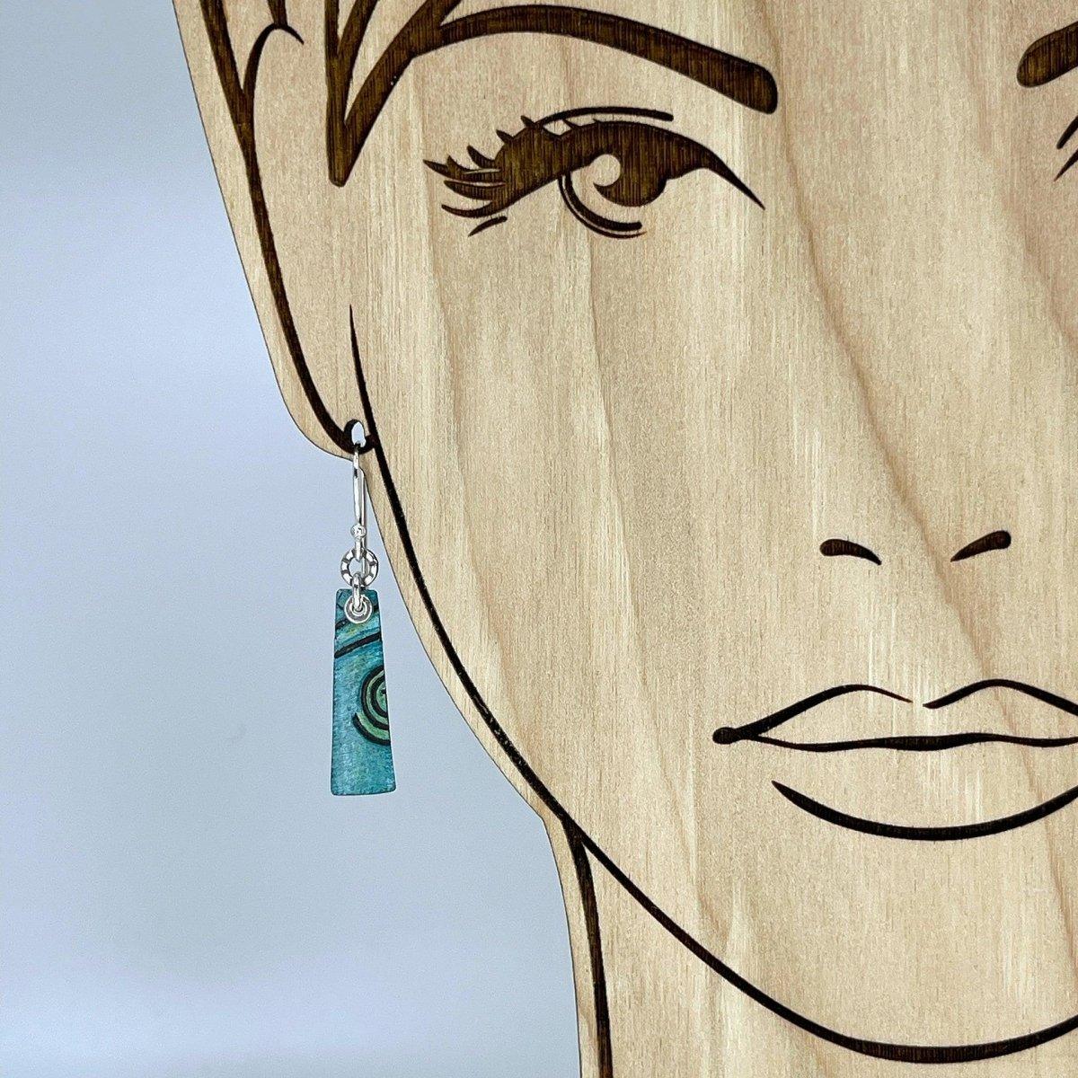 Aqua Copper Earrings with Sterling Silver Accents - Kristin Christopher