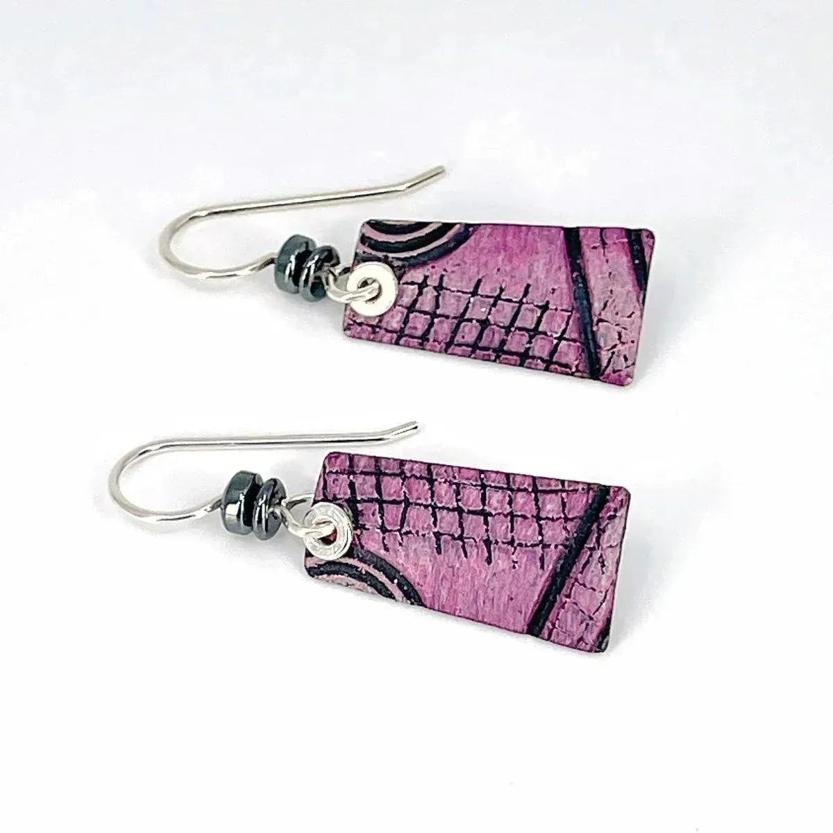 Pink Copper Earrings with Sterling Silver Accents - Kristin Christopher