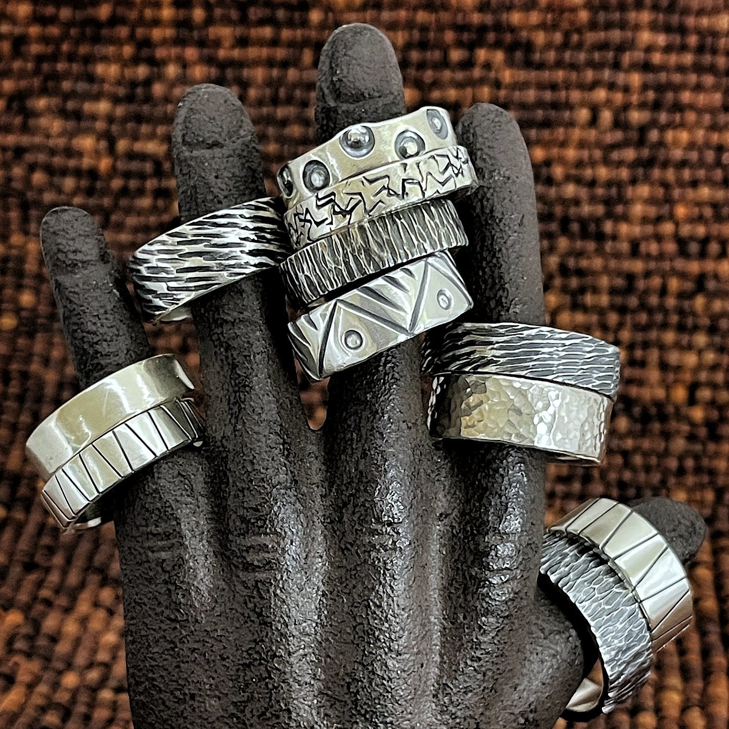 Hand-stamped ring collection by Kristin Christopher