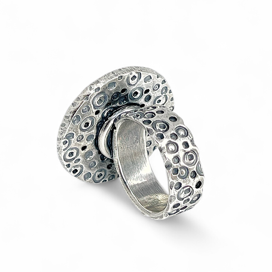 Bottom view of Sterling Silver Moon Ring by Kristin Christopher 