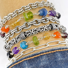 Rainbow Gemstone Bracelets in bracelet stack by Kristin Christopher
