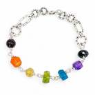 Rainbow Gemstone Bracelet with Sterling Silver V 2 - top view - by Kristin Christopher