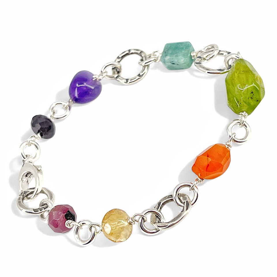 Kristin Christopher's Rainbow Gemstone Bracelet with Sterling Silver V 3 alternate view 