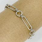 Sterling silver oval & circle bracelet on a mannequin 