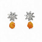 Sterling silver floral earrings with orange carnelian beads 