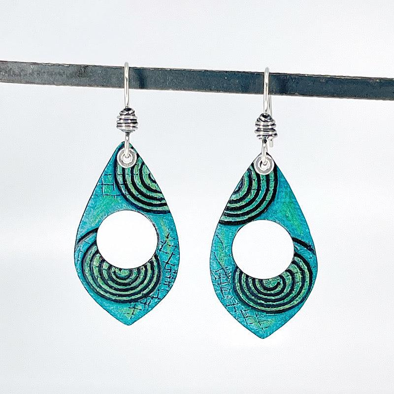 Aqua Copper Earrings with Sterling Silver Accents - Kristin Christopher
