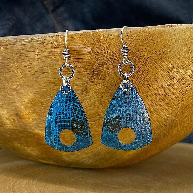 Blue Patina and Sterling Silver Earrings - Kristin Christopher
