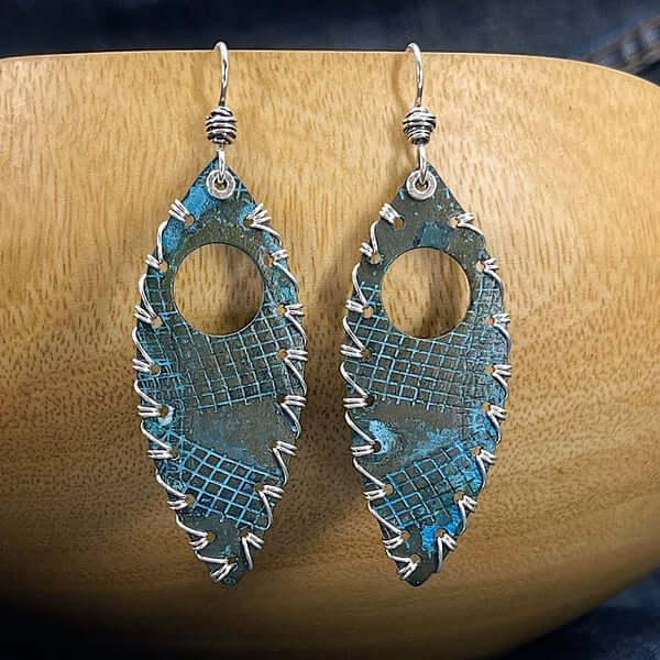 Bluegreen Patina and Sterling Silver Earrings - Kristin Christopher