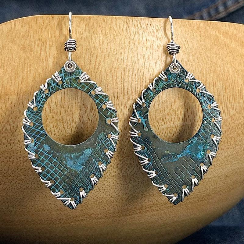 Bluegreen Patina and Sterling Silver Earrings - Kristin Christopher