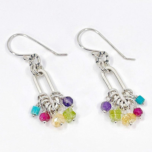Colorful Sterling Hoop Earrings with Gemstones - Kristin Christopher