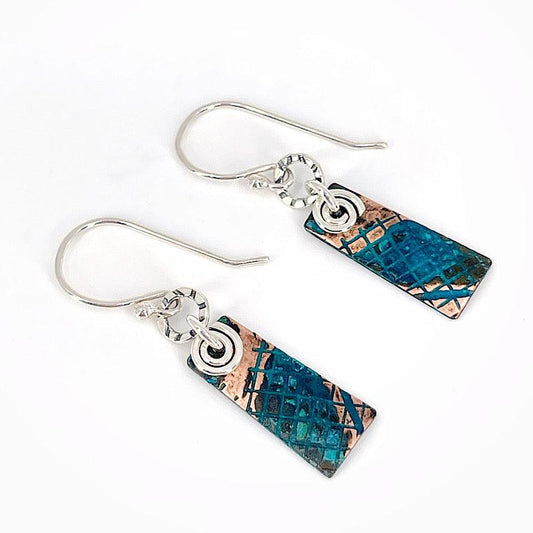Copper Blue Patina and Sterling Earrings - Kristin Christopher