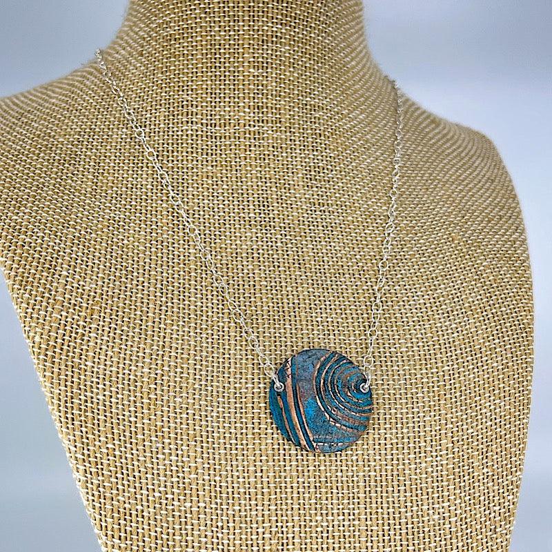 Copper Blue Patina and Sterling Necklace - Kristin Christopher