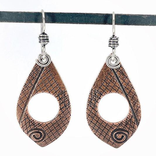 Copper Graphite Patina and Sterling Earrings - Kristin Christopher