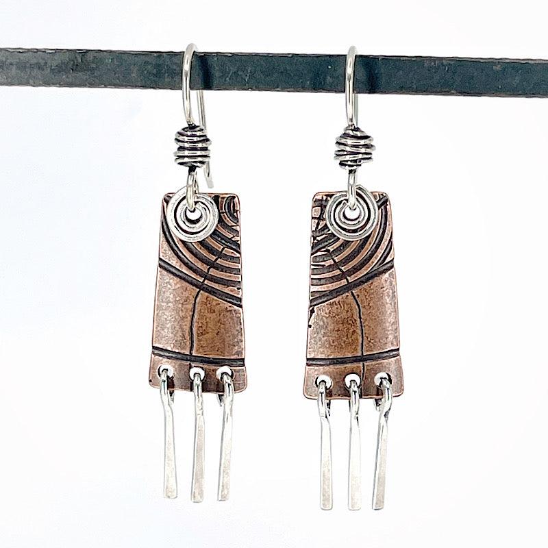Copper Graphite Patina and Sterling Earrings - Kristin Christopher