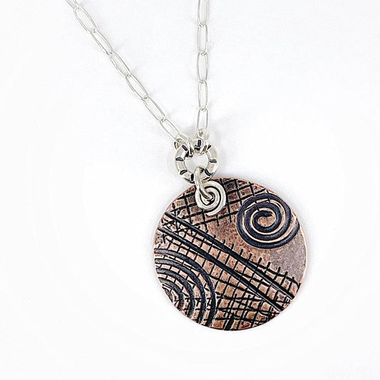 Copper Graphite Patina and Sterling Necklace - Kristin Christopher