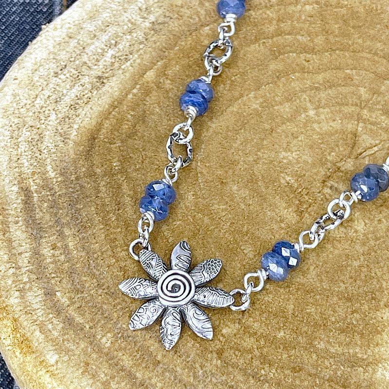 Flower Necklace with Kyanite - Kristin Christopher