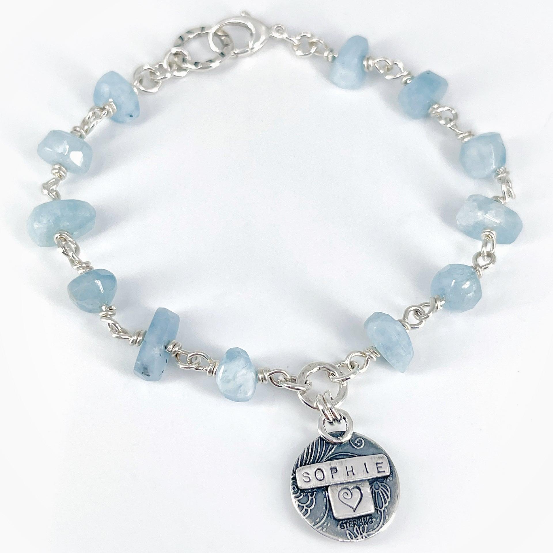 Sterling & Aquamarine Bracelet + 2 Charms - Kristin Christopher