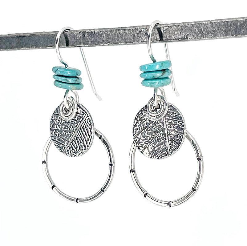 Sterling Combo Hoop Earrings with Turquoise - Kristin Christopher