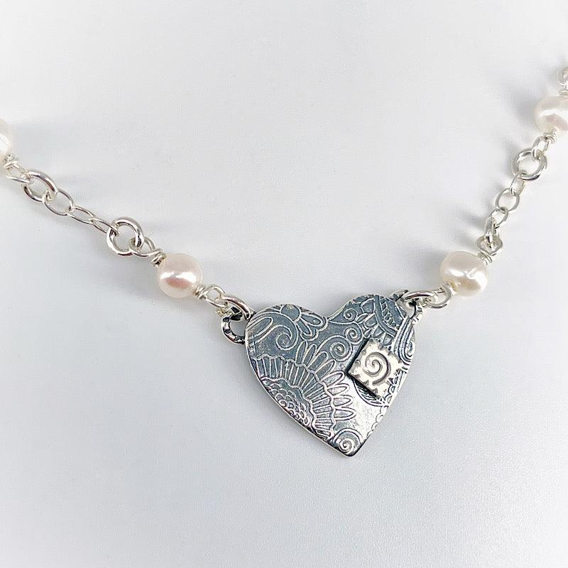 Sterling Heart & Spiral Necklace with Freshwater Pearls - Kristin Christopher