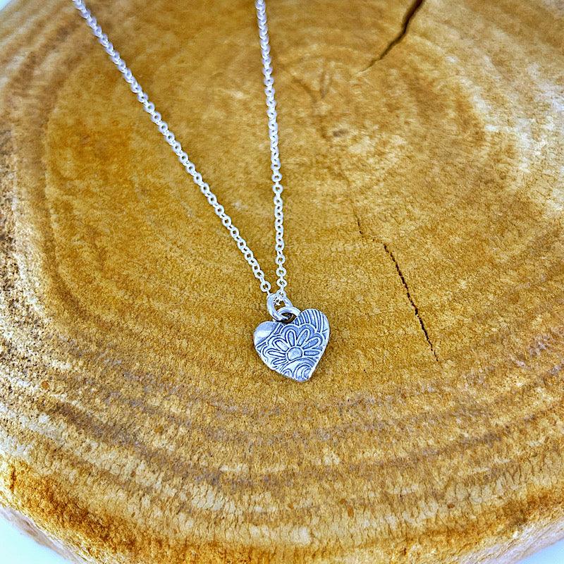 Sterling Heart Necklace with Flower - Kristin Christopher