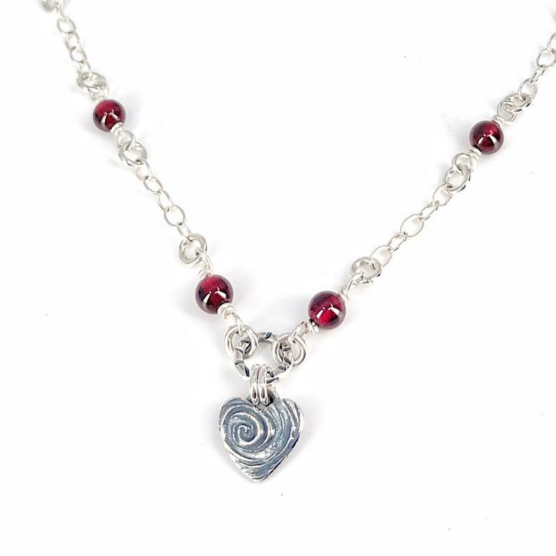 Sterling Heart Necklace with Garnet - Kristin Christopher