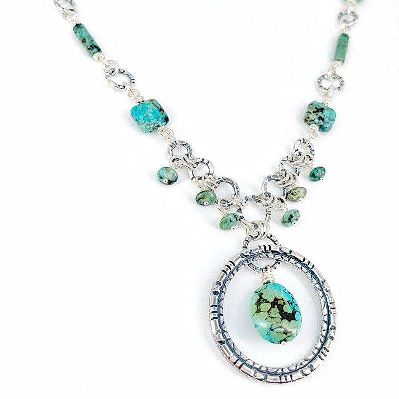 Sterling Silver and African Turquoise Necklace - Kristin Christopher