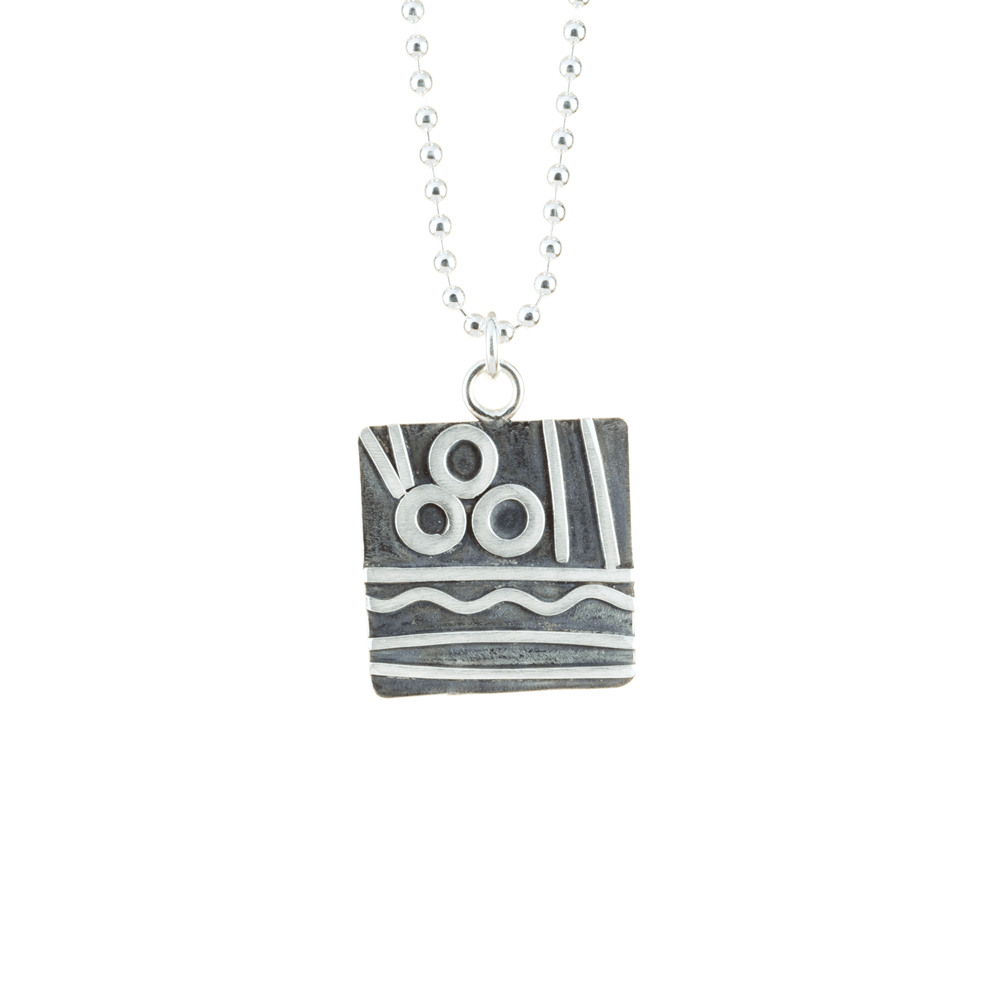 Sterling Silver and Patina Square Necklace - Kristin Christopher