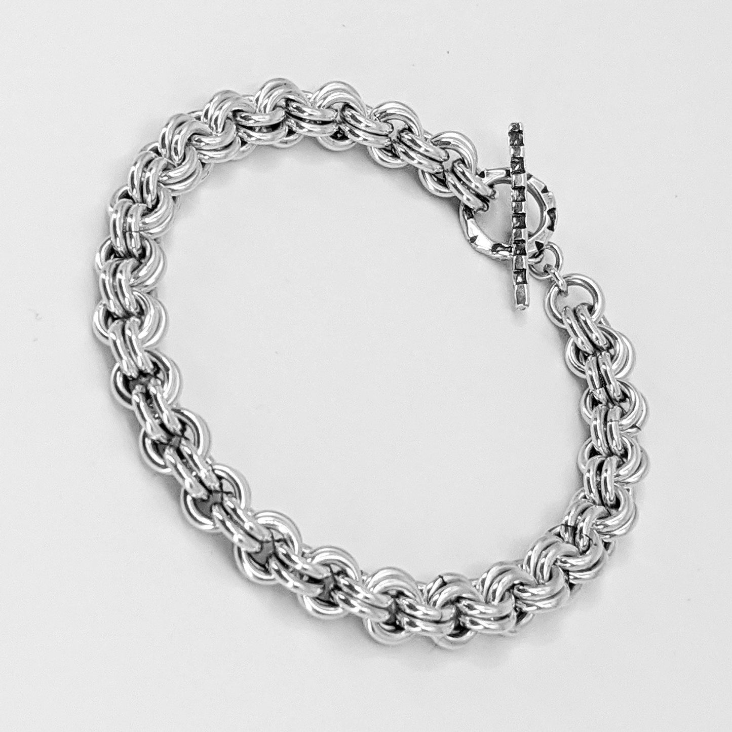 Large Ring (10mm) Chainmail Bracelet W/Crystals Kit Silver ((plated Copper) / Clear